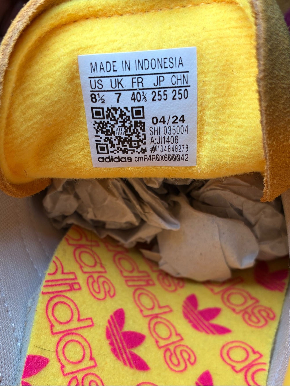 Adidas Spezial Yellow Suede Sneakers with Pink Stripes - Picture 5 of 8